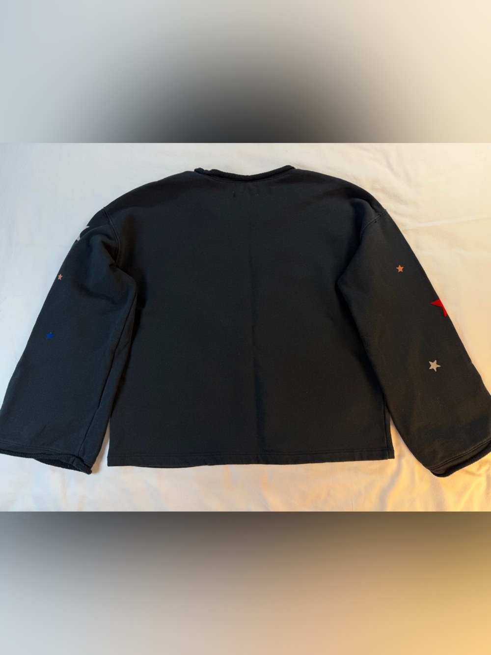 Madewell Black Cotton Crewneck Sweatshirt with Red, Blue, and Gray Stars - Picture 8 of 8